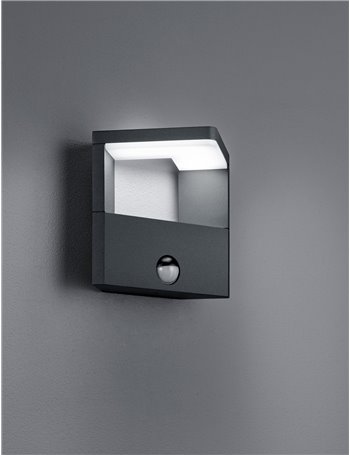 Ganges applique led antracite con sensore movim.h.15x17 Moderno LED