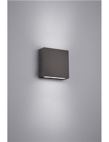 Thames applique 2 led quadrata antracite bi-emissione 14xh14 Moderno LED