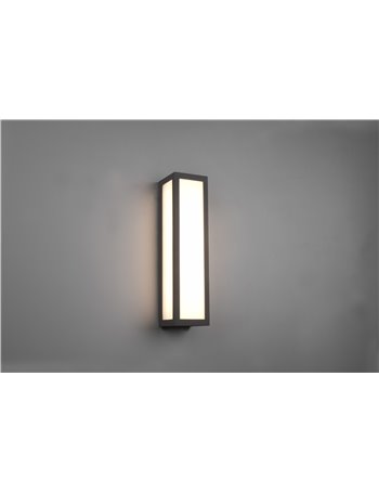 Fuerte applique led da esterno rettangolare in fusione antracite l. 8cm x h. 35cm ip54 Moderno Led