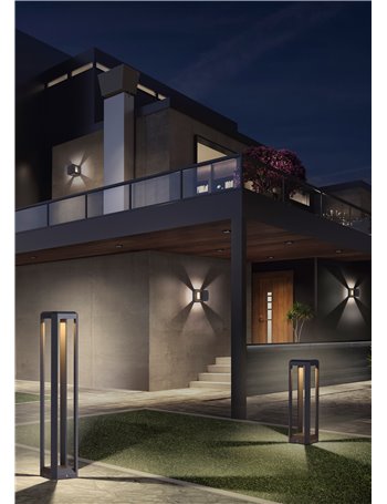 Logone applique led antracite quadrata 15x15 Moderno LED