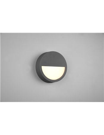 Pedro applique led da esterno tonda con palpebra in fusione antracite d. 20cm ip54 Moderno Led