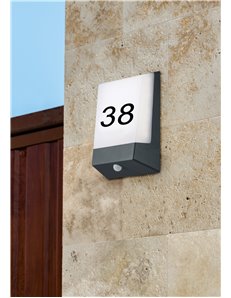 Kasai applique led antracite con sensore e numeri 16x21 Moderno LED 2