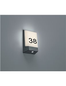 Kasai applique led antracite con sensore e numeri 16x21 Moderno LED