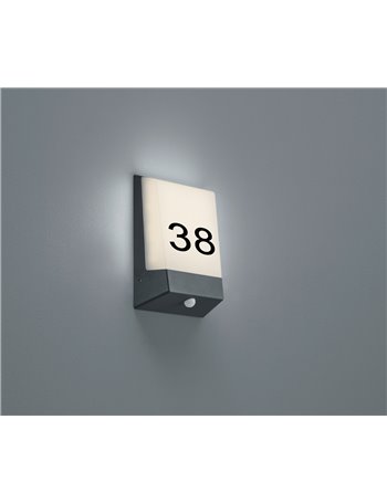 Kasai applique led antracite con sensore e numeri 16x21 Moderno LED