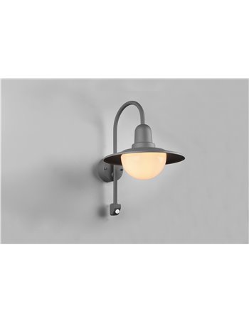 Norman applique da esterno alluminio antracite con sensore h. 45cm ip44 Moderno Led