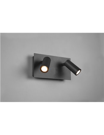 Tunga barra 2 spots led orientabili antracite da esterno l. 23cm ip54 Moderno Led