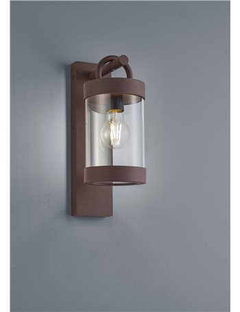Sambesi applique led da esterno lanterna con sensore crepuscolare metallo ruggine h. 33cm Moderno E27
