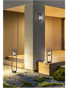 Sambesi applique led da esterno lanterna con sensore crepuscolare metallo ruggine h. 33cm Moderno E27 2