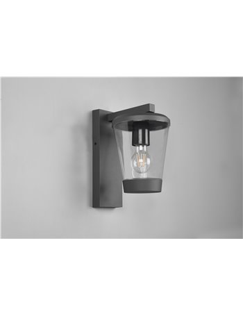 Cavado applique da esterno antracite con diffusore trasparente ip44 h. 28cm Moderno E27