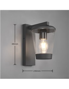 Cavado applique da esterno antracite con diffusore trasparente ip44 h. 28cm Moderno E27 2