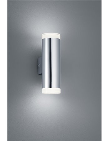 Ray applique led per bagno bi-emissione luminosa metallo cromato e diffusore bianco ip44 h. 16,6cm Moderno LED