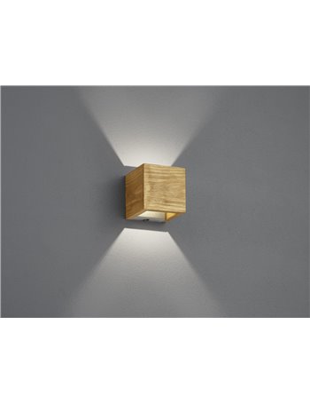 Brad applique led legno cubo bi-emissione smd osram con regolazione intensita' con interruttore l.11x11cm Vintage LED