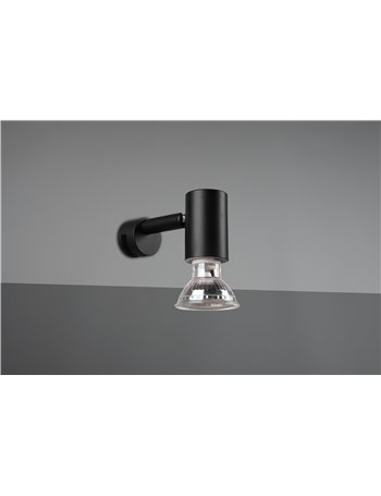 Lorenz applique spot orientabile nero da applicare su specchio ip44 con interruttore p. 10cm Moderno GU10