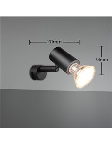 Lorenz applique spot orientabile nero da applicare su specchio ip44 con interruttore p. 10cm Moderno GU10 2