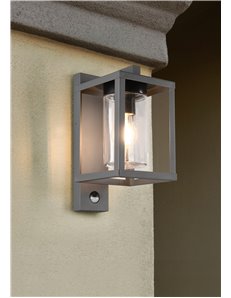 Lunga applique da esterno antracite con sensore di movimento ip44 h. 33,5cm  E27