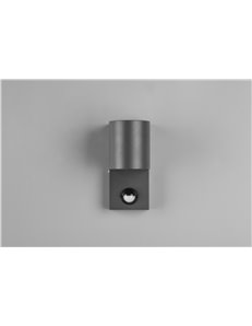 Roya applique da esterno fusione alluminio stondata antracite con sensore di movimento ip44 h.15cm  GU10