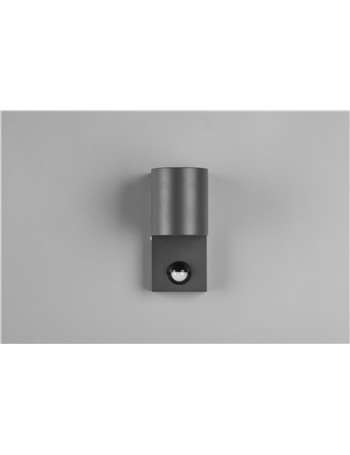 Roya applique da esterno fusione alluminio stondata antracite con sensore di movimento ip44 h.15cm  GU10