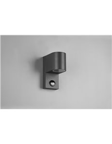 Roya applique da esterno fusione alluminio stondata antracite con sensore di movimento ip44 h.15cm  GU10 2