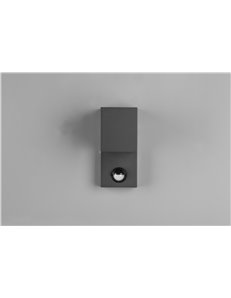 Roya applique da esterno fusione alluminio squadrata antracite con sensore di movimento ip44 h.15cm  GU10