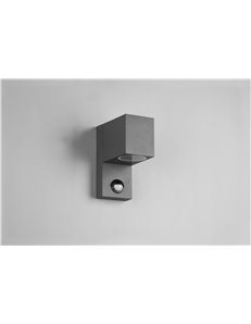 Roya applique da esterno fusione alluminio squadrata antracite con sensore di movimento ip44 h.15cm  GU10 2