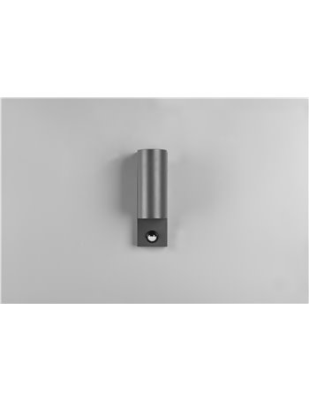Roya applique da esterno fusione alluminio stondata antracite a bi-emissione con sensore di movimento ip44 h.15cm  GU10