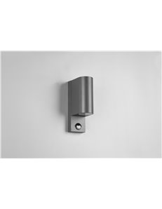 Roya applique da esterno fusione alluminio stondata antracite a bi-emissione con sensore di movimento ip44 h.15cm  GU10 2