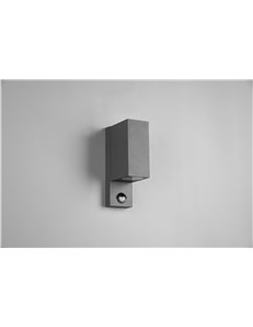 Roya applique da esterno fusione alluminio squadrata antracite a bi-emissione con sensore di movimento ip44 h.15cm  GU10 2