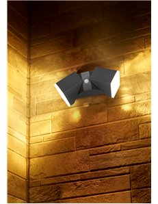 Avon applique led da esterno antracite 2 diffusori orientabili con sensore di movimento ip54 h. 28cm  LED