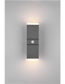 Avon applique led da esterno antracite 2 diffusori orientabili con sensore di movimento ip54 h. 28cm  LED 2