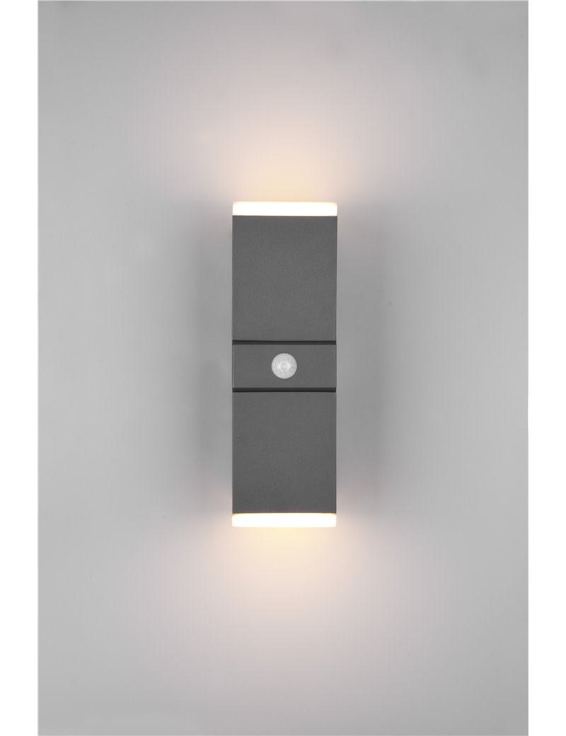 Trio Lighting Lunga applique da esterno antracite con sensore di movimento  ip44 h. 33,5cm E27