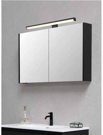 Lino applique nero anche con possibilita' di avvitare su specchio ip44 l. 40cm Moderno LED