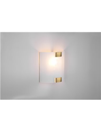 Pura applique vetro quadrata ganci metallo ottone invecchiato 20x20cm  E27