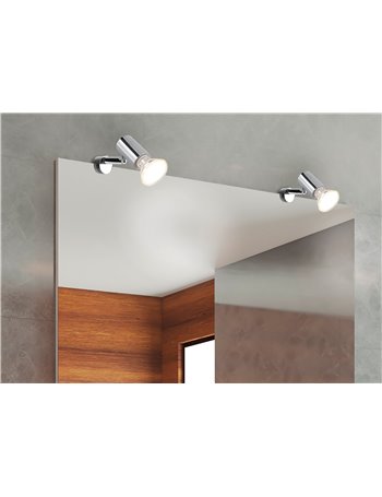 Lorenzo applique spot orientabile cromo da applicare su specchio ip44 p. 10cm Moderno GU10