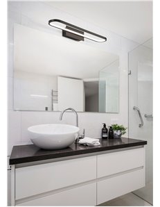 Gianni applique led nero con interruttore ip44 l. 60cm Moderno led
