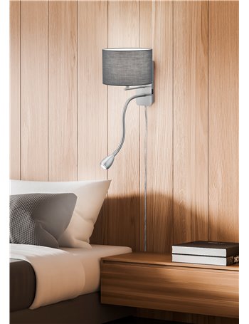 Hotel applique led paralume grigio E14  20x25 Moderno E14