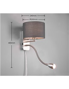 Hotel applique led paralume grigio E14  20x25 Moderno E14 2