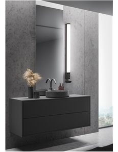 Piera applique led bordo nero con presa corrente ed interruttore ip44 l. 119cm Moderno LED