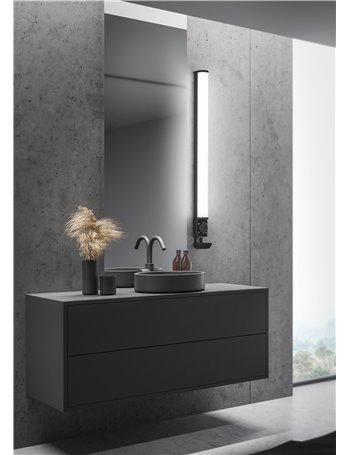Piera applique led bordo nero con presa corrente ed interruttore ip44 l. 119cm Moderno LED