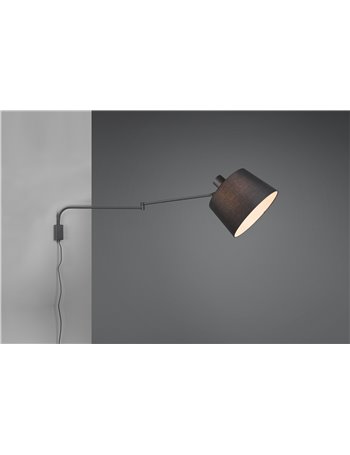 Baldo applique decorativa con paralume nera orientabile e snodabile lunghezza massima 150cm Moderno LED