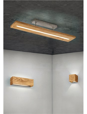 Brad applique led legno rettangolare bi-emissione con regolazione intensita' con interruttore l.37cm Vintage LED