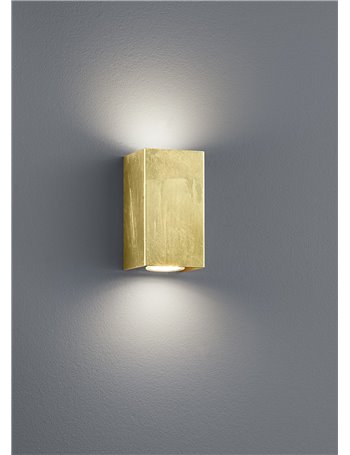 Cleo applique rettangolare 2 luci bi-direzionali attacchi gu10 foglia oro h.15cm  Moderno GU10