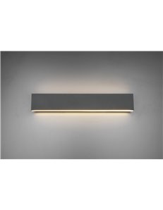 Concha applique led bi-emissione metallo colore antracite con regolazione d'intensita' 3 step ad interruttore l. 46,5cm p. 4,5cm