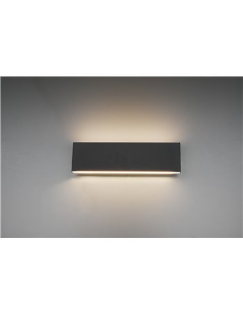Concha applique led bi-emissione metallo colore antrecite con regolazione d'intensita' 3 step ad interruttore l. 28cm p. 4,5cm M