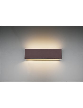 Concha applique led bi-emissione metallo colore ruggine con regolazione d'intensita' 3 step ad interruttore l. 28cm p. 4,5cm Mod