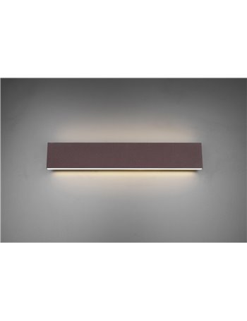 Concha applique led bi-emissione metallo colore ruggine con regolazione d'intensita' 3 step ad interruttore l. 46,5cm p. 4,5cm M