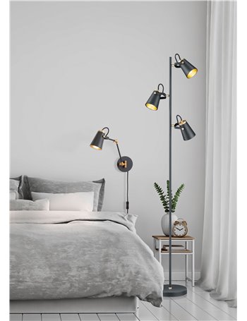 Edward applique diffusore orientabile metallo nero opaco e interno oro prof. Max 50cm  Moderno E14