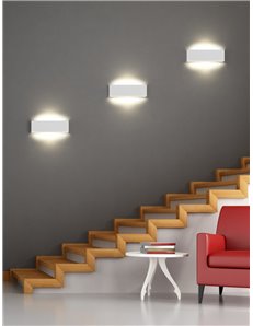 Concha applique led bi-emissione metallo colore bianco con regolazione d'intensita' 3 step ad interruttore l. 28cm p. 4,5cm Mode
