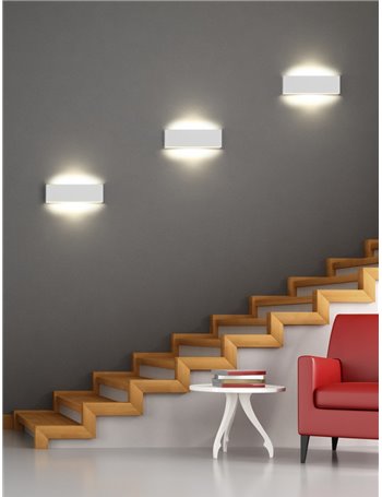 Concha applique led bi-emissione metallo colore bianco con regolazione d'intensita' 3 step ad interruttore l. 28cm p. 4,5cm Mode