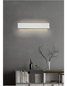 Concha applique led bi-emissione metallo colore bianco con regolazione d'intensita' 3 step ad interruttore l. 46,5cm p. 4,5cm Mo