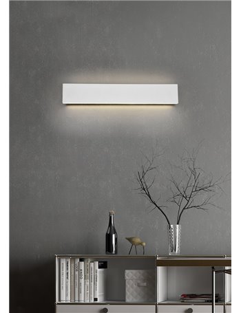 Concha applique led bi-emissione metallo colore bianco con regolazione d'intensita' 3 step ad interruttore l. 46,5cm p. 4,5cm Mo